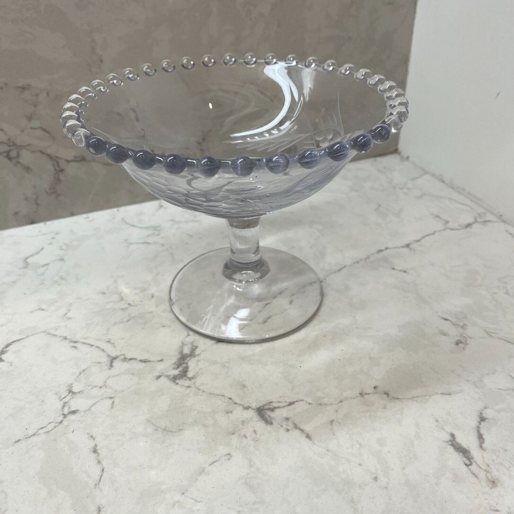Vintage Imperial Candlewick Clear Glass Stemmed‎ Pedestal Candy Bowl Dish